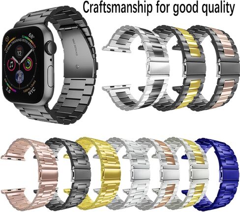 Smart Watch Bands for Apple Watch Strap 38mm 40mm 41mm 42mm 44mm 45mm 46mm 49mm, Stainless Wristband for iWatch Series 10 9 8 7 6 5 4 3 Ultra SE 2 1 in Saudi Arabia
