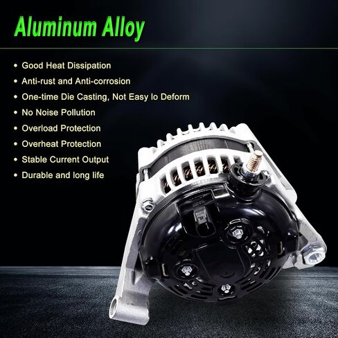Alternator Compatible with 2011-2014 200 Avenger 2011-2016 Town Country Journey Grand Caravan 2012-2015 C/V 3.6L V6 Replace for: 4210000770 4801624AD AL6482N 7B0-998-015-A in Kuwait