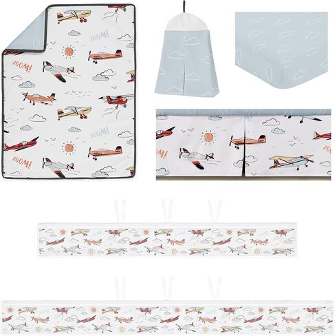 Sweet JoJo Designs Construction Truck Boy Baby Crib Bedding Set Infant Nursery Room BreathableBaby Breathable Mesh Crib Liner Blanket Fitted Sheet Skirt 6p Red Blue Transportation Arrow Tire Tracks in Saudi Arabia