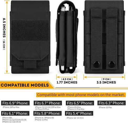 bvya Large Tactical Molle Dual Phone Holster Pouch Belt Carrying Double Case Cover for iPhone 16 Pro Max/16 Pro/16/15 Pro Max/15 Pro/15/14 Pro Max/14 Pro/14/13 Pro Max/13 Pro/13 in Saudi Arabia