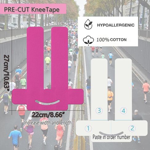 12 Count Precut Kinesiology Tape for Knees, Waterproof Knee Tape for Knee Pain Relief Pre Cut, Original Cotton Athletic Tape, Durable Knee Tape for Sports and Long-Lasting Support (Mix) in Saudi Arabia