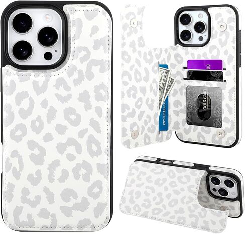 OOK for iPhone 15 Pro Case Wallet with Card Holder, Cute Pink Leopard Cheetah Pattern for Women Girls RFID Blocking 3 Card Slots Kickstand Flip Folio Leather Protective Shockproof Phone Case in Kuwait