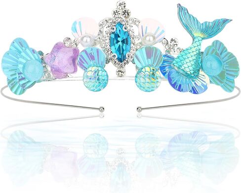 Mermaid Crown for Girls Mermaid Tiara Mermaid Headband Mermaid Hair Accessories Little Mermaid Costume for Girls Mermaid Birthday Party Decorations Under The Sea Costume - Purple in Saudi Arabia