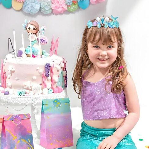 Mermaid Crown for Girls Mermaid Tiara Mermaid Headband Mermaid Hair Accessories Little Mermaid Costume for Girls Mermaid Birthday Party Decorations Under The Sea Costume - Purple in Saudi Arabia