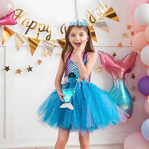 Mermaid Crown for Girls Mermaid Tiara Mermaid Headband Mermaid Hair Accessories Little Mermaid Costume for Girls Mermaid Birthday Party Decorations Under The Sea Costume - Purple in Saudi Arabia