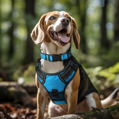 Joytale Reflective Dog Collar, Adjustable Neoprene Padded, Teal L in Saudi Arabia