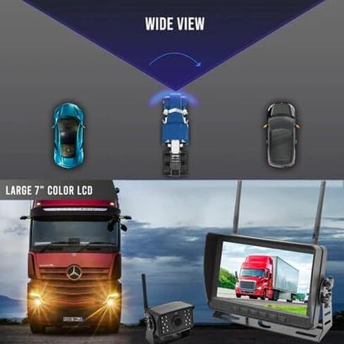 Falconeye Electronics 2nd Generation 200-300ft Range Range Camera Camera للشاحنات والأساطيل. HD ، 7inch LCD (نظام 2 كام) in Kuwait