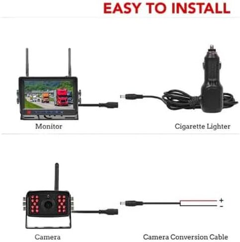 Falconeye Electronics 2nd Generation 200-300ft Range Range Camera Camera للشاحنات والأساطيل. HD ، 7inch LCD (نظام 2 كام) in Kuwait