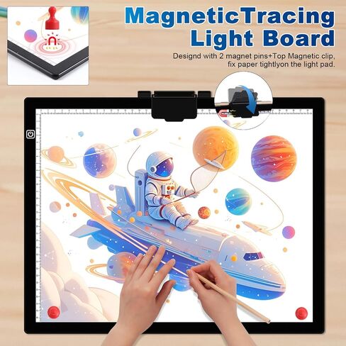 صندوق إضاءة مقاس A4 لتتبع لوحة الإضاءة لرسم لوحة إضاءة مغناطيسية من Wsenlight مع 4 مغناطيسات، طاولة إضاءة محمولة تعمل بمنفذ USB لإزالة الأعشاب الضارة من الفينيل ورسم الأشعة السينية وعرض الرسوم المتحركة الماسية in Saudi Arabia