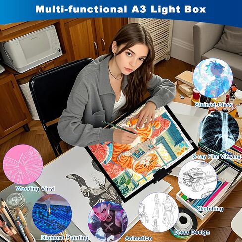 صندوق إضاءة مقاس A4 لتتبع لوحة الإضاءة لرسم لوحة إضاءة مغناطيسية من Wsenlight مع 4 مغناطيسات، طاولة إضاءة محمولة تعمل بمنفذ USB لإزالة الأعشاب الضارة من الفينيل ورسم الأشعة السينية وعرض الرسوم المتحركة الماسية in Saudi Arabia