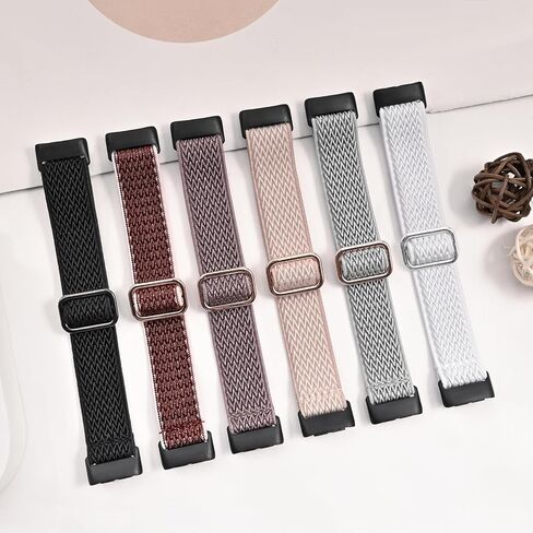 6 Pack Stretchy Loop Nylon Compatible with Fitbit Charge 6 Bands/Fitbit Charge 5 Bands for Women Men, Soft Adjustable Breathable Elastic Wristband Sport Strap for Charge 5/6 Watch in Kuwait