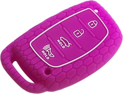 Silicone Key Fob Cover Remote Keyless Case Protector Compatible with Hyundai Elantra Elantra GT Ioniq Sonata Tucson 2016-2021 (Flip Fob Not Fit - 4 Buttons Black & Pink) in Kuwait