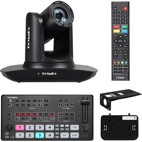 FoMaKo AI Auto Tracking HDMI PTZ Camera, 30x Optical Zoom,M1 Video Mixer Switcher, for Church Services Worship Education,PTZ Bundle(FMK30UH-B+M1)