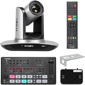 FoMaKo NDI Camera AI Auto Tracking HDMI PTZ Camera, 30x Optical Zoom, M1 Video Mixer Switcher, for Church Services Worship Education,NDI PTZ Bundle(FMK30UH NDI+M1)