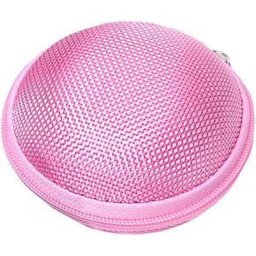 1PC Pink Compact Round Mini Earphone Hard Case Bag - Travel Pouch for Headphones, Coins, and Keys, Small Cosmetic Carrying Bag Headphones, Earbuds Accessories