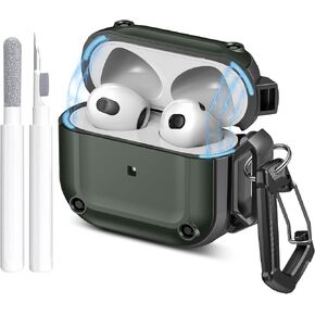 Maxjoy for AirPods 3rd Generation Case with Cleaner Kit,Powerful Magnetic,Drop-Proof and Wear-Resistant, Compatible with AirPods 3 Case Cover(2021) for Men and Women,Purple