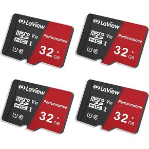LaView 32GB Micro SD Card 4 Pack, Micro SDXC UHS-I Memory Card – 95MB/s,633X,U3,C10, Full HD Video V30, A1, FAT32, High Speed Flash TF Card P500 for Computer with Adapter/Phone/Tablet/PC