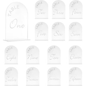 uxcell 15pcs Black Arch Acrylic Sign with Stand, 5 x 7 Inch Acrylic Arch Table Number Holders for Wedding Party Table Centerpiece Decoration (Number 1-15) in Kuwait