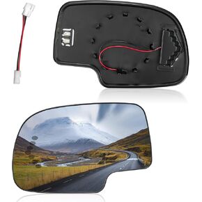 BDFHYK Driver Left Side Heated Mirror Glass Compatible with Chevy Silverado Suburban Tahoe GMC Sierra Yukon 1500 Cadillac Avalanche Escalade with Arrow Signal Exterior Mirror, Replaces 88944391 (Left)