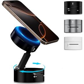 DUEDUE Vacuum Magnetic Suction Cup Phone Holder, Upgrade Suction Phone Holder for Dashboard 360°Adjustable Suction Phone Mount Stand for iPhone 16 Pro Max 16E 15 14 13 12 Android, Black