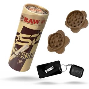 RAW Gripper Grinder Medium + RAW Classic 98 Special Pre Rolled Cones - 50 Pack