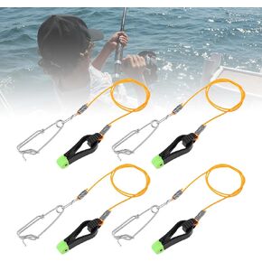 Conskyee 4PCS Power Grip Plus Line Release Clips, 25 Inch Leader with Snap Release Clip, Downrigger Release Clip Snap Weights for Planer Board, Outrigger Boat, Offshore, Kite, Lake, Trolling Fishing