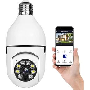 ChezMax 360 Degree Security Cameras Wireless Outdoor, 2.4GHz & 5GHz WiFi Light Bulb Camera, 1080p Indoor for Home Camera System, Motion Detection, Two-Way Audio (White)