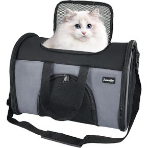 Zavothy TSA Airline Approved Soft-Sided Pet Carrier for Small to Medium Cats and Puppies, Up to 15 Lbs – Collapsible Travel Carrier for Dogs & Cats, Grey