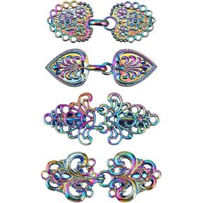 4 PCS Sweater Clips to Hold Sweater Together, Vintage Scarf Clip Sweater Clip Shawl Clips Dress Clip Cardigan Clip Waist Clip for Women Clothing(Ancient Silver)