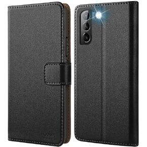 HOOMIL for Samsung Galaxy S22 Wallet Case, PU Leather Flip Folio Case with Card Holder and Stand Feature, Shockproof Phone Cover - Black
