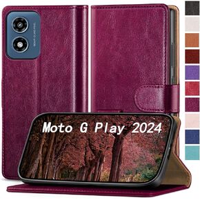 for Moto G 5G 2024/G Play 2024 Phone case[RFID Blocking Leather],[3 Credit Card Slot] Flip Folio Book Shockproof Protector,Holder Stand Wallet,Women Men for Moto G 5G 2024 Cover,Light Brown