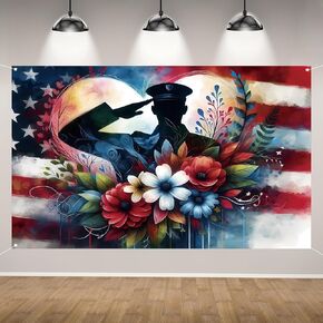 Patriotic American Flag Backdrop for Photography Memorial Day 4th of July Veterans Day Independence Day Banner Remember and Honer Decorations and Supplies for Home Party-71×43''