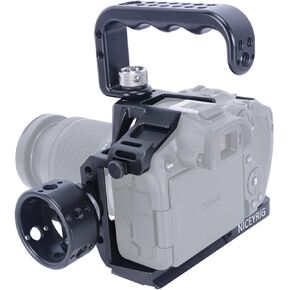 NICEYRIG R7 / R8 Cage with Top Handgrip and Mini Side Handle for Canon EOS R7 / R8 Mirrorless Camera, DSLR Videomaking Rig Stabilizer with Quick Release Plate for Arca-Style Cold Shoe
