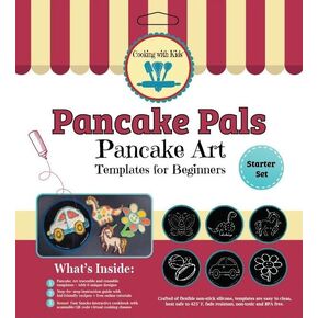 Pancake Pals for Kids - Set of 6 Pancake Art Templates Children + Bonus Interactive Cookbook w/QR Codes to Access Free Virtual Follow-Along Cooking Classes - Boys Girls Teens Tweens, Baking