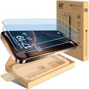 Pandashield Anti-Plue Light Screen Protector for iPhone 16 Pro Max 9H Filmed Glass Movie [Auto Dust-Elimination Fast Consulation] ، Bubble Free ، Anti-Pingerprint ، Case Friends