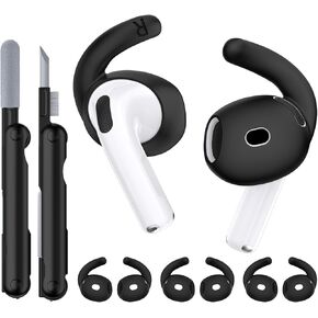for AirPods 4 Ear Tips TNSNK 4 Paris Anti-Slip Sport Ear Hooks Soft Silicone Ear Grips Compatible with Apple AirPods 4 for Men Women with Cleaning Pen Kit and Carabiner (White)