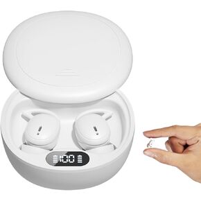 M73 Sleep Earbuds for Side Sleepers, Invisible Earbuds,mini Earphones, Ultra-Light in-Ear Headphones, 50H Playtime with Charging Case, Clear Calls& Noise Block,Off White