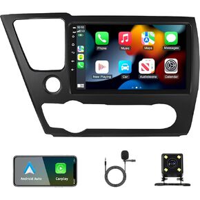 Car Stereo Upgrade for Honda Civic 2013-2017, Android 13 Wireless CarPlay Stereo Screen Compatible with Apple CarPlay Android Auto, 9" HD Touchscreen Car Radio Support GPS Navigation Bluetooth SWC