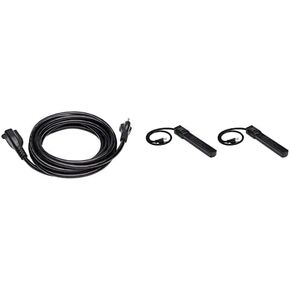 Amazon Basics Extension Cord - 15 feet - US - Black & 6-Outlet Surge Protector Power Strip 2-Pack, 200 Joule - Black