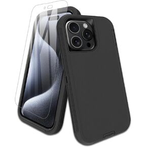 for iPhone 16E Case, 16ft Drop Protection, with Dustproof Port Cover, 3-Layer Heavy Duty Shockproof Phone Case for iPhone 16E(2025), Black