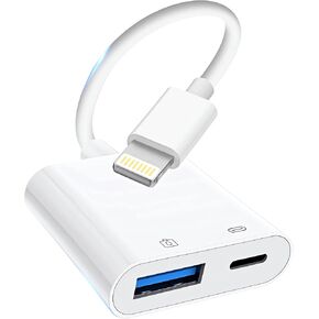 Lightning to USB Camera Adapter for iPhone ، [Apple MFI Certified] محول USB 3.0 أنثى لـ iPad مع شحن منفذ وسد وشراء محول OTG READRER USB Flash Drives