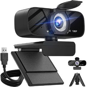 Full HD 1080P Video Webcam and Wide Angle Camera with Built-in Microphone and Rotatable Tripod,for Laptop Computer or Desktop PC,Great for Live Streaming.Calls.Video Conferencing(Black)-2
