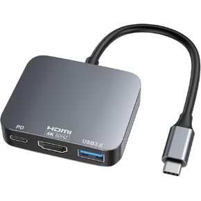 vilcome USB C to HDMI Adapter【4K@60HZ】, Type-C to HDMI Adapter Multiport with USB Type C PD & USB 3.0 Port, HDMI to USB C Adapter for MacBook Pro/Air, Ipad Pro/Air, Dell XPS 13/15