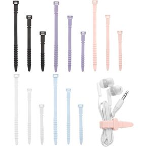 HARFINGTON 15pcs Reusable Cable Ties 4.45" 5.9" 7.09" Silicone Adjustable Zip Ties Straps for Electrical Cords Organizer Earphones Phone Charger Home Office Table Desk, Multicolor
