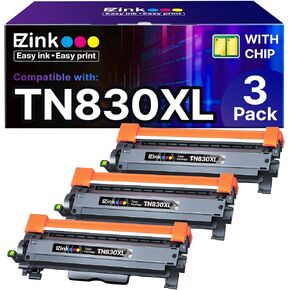 E-Z Ink Compatible Toner Cartridge Replacement for Brother TN830XL TN830 TN 830 Toner Cartridges to use with HL-L2460DW DCP-L2640DW HL-L2480DW HL-L2400D HL-L2405W MFC-L2820DW Printer (3 Black)