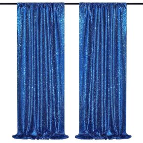 B-COOL Royal Blue Sequin Backdrop Curtains 2 Packs 2ftx8ft Sparkly Backdrop Fabric Glitter Backdrop for Party Ceremony Wedding Background Decoration