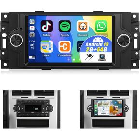 2+64G Car Stereo for Dodge Ram 1500/2500/3500 2006-2008,Dodge Durango 2005-2008,Chrysler 300 Touring/300C/300M 2005-2007,Jeep Grand Cherokee 2005-2009 with Carplay,6.2" Radio with BT FM/RDS WiFi GPS