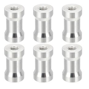 PATIKIL Camera Spigot Screws Converter 1/4" to 1/4" Female to Female, 6 Pack Tripod Screw Adapter Spigot Stud for Light Stand Hot Shoe Cold Shoe Adapter Ball Head Flash, Silver