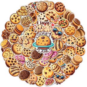 64pcs Cookie Stickers - Cookie Sticker for Kids Aterproof Decals for Water Bottles Laptop Luggage Computer Scrapbooking Teens Adults Girls Funny Party Birthday Decorations