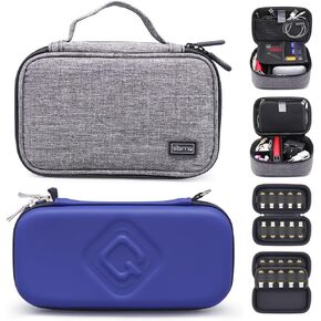 USB Flash Drive Case Blue + sisma Travel Cords Organizer Universal Small Electronic Accessories Carrying Bag Grey